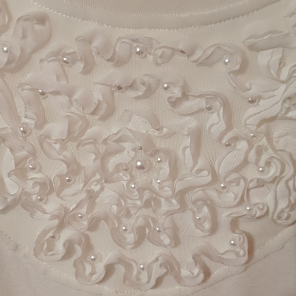 White  Tunic Casual Express 3/4 Sleeve Sm Pearls - Picture 4 of 5